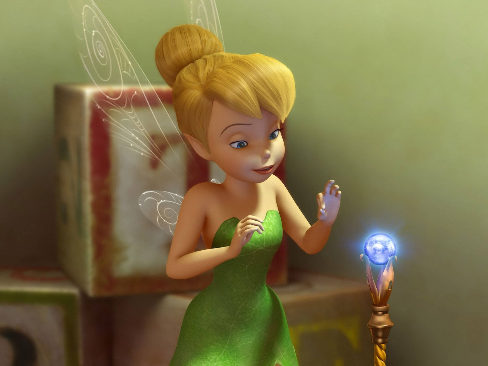 Tinker Bell With A Crystal Staff Background