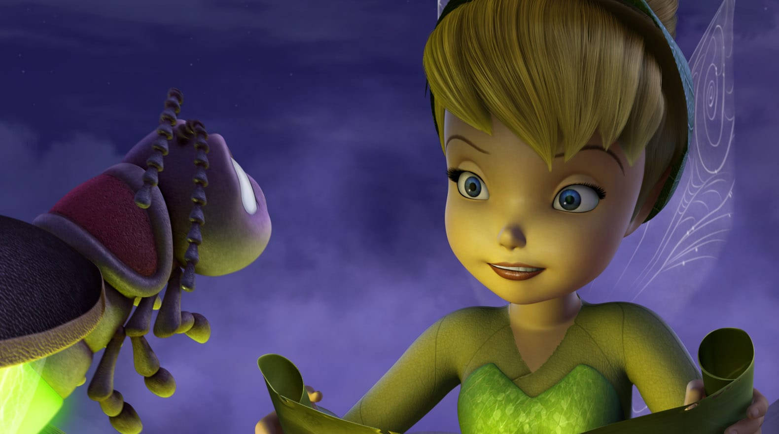 Tinker Bell With A Firefly Background