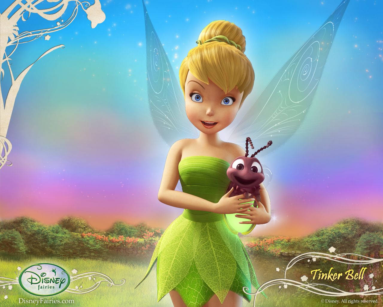 Tinkerbell And Blaze Smiling Background