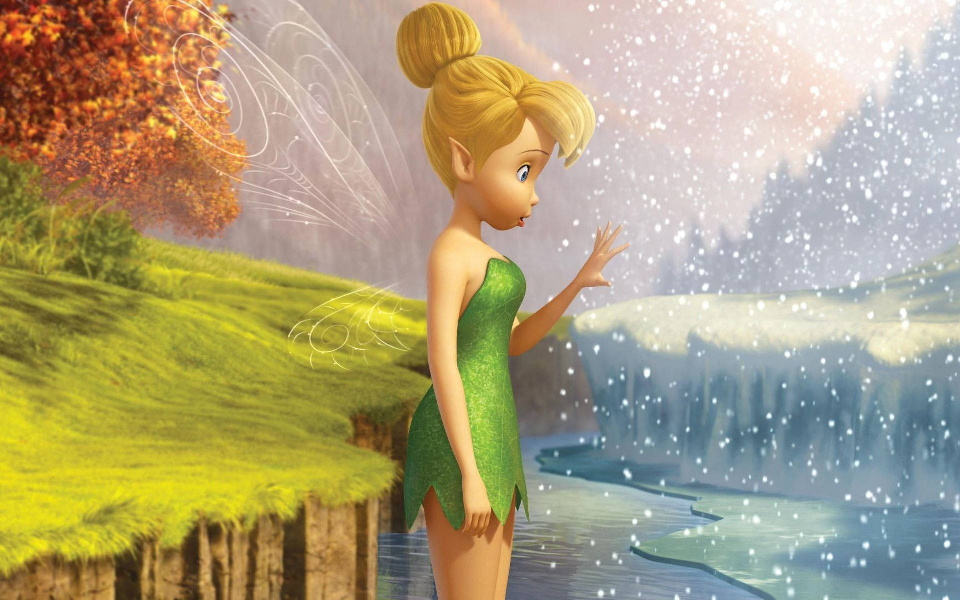 Tinkerbell Entering Winter Area Background