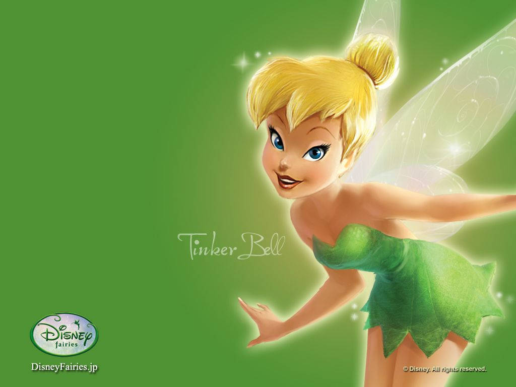 Tinkerbell In Green Background Background