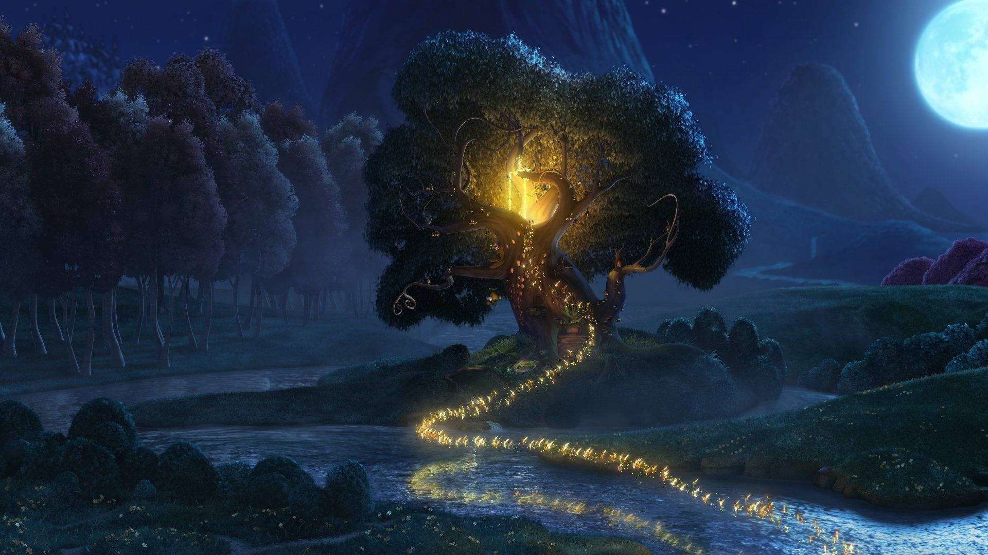 Tinkerbell's Lit Tree Home Background