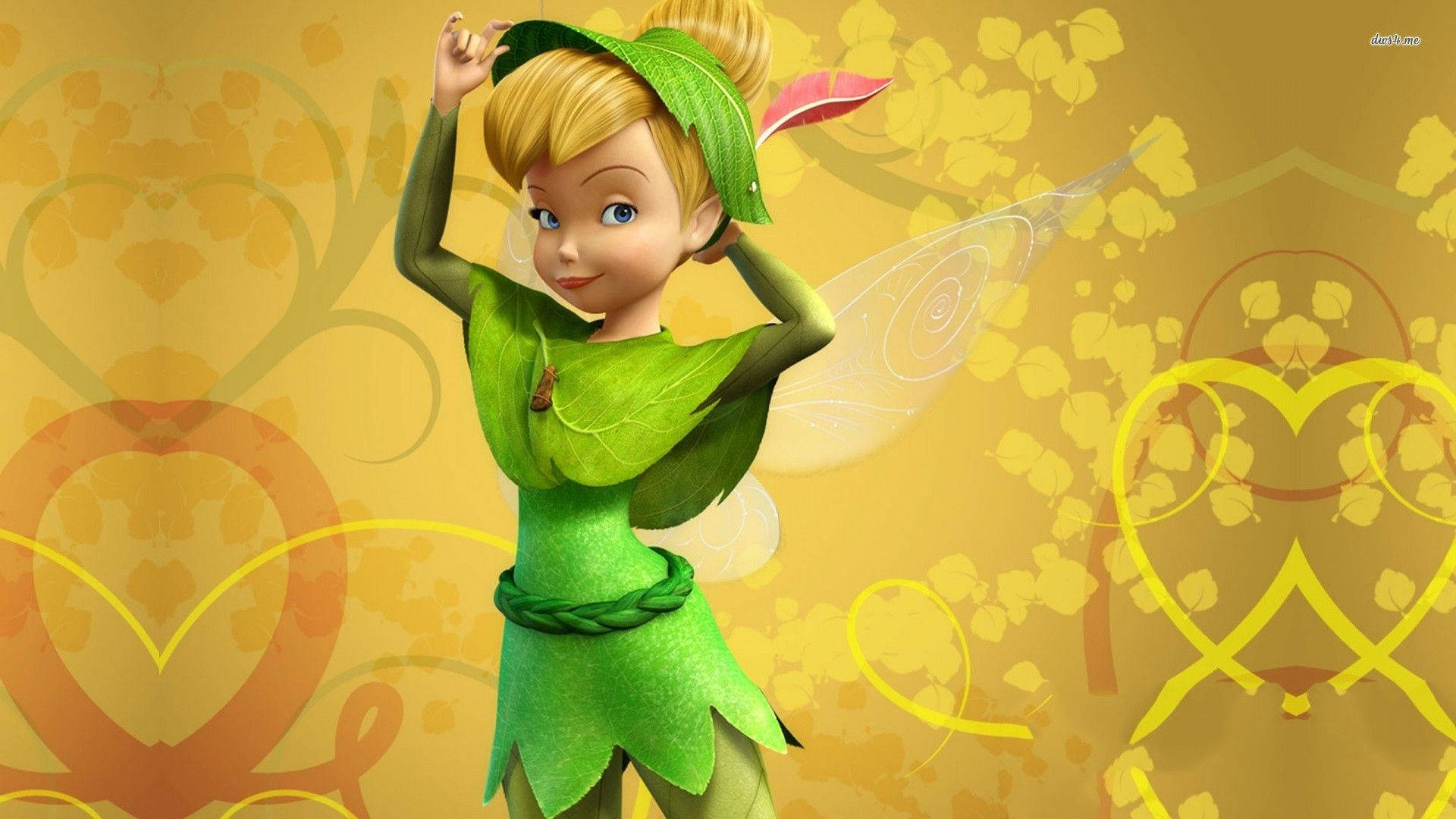 Tinkerbell Wearing Peter Pan Outfit Background