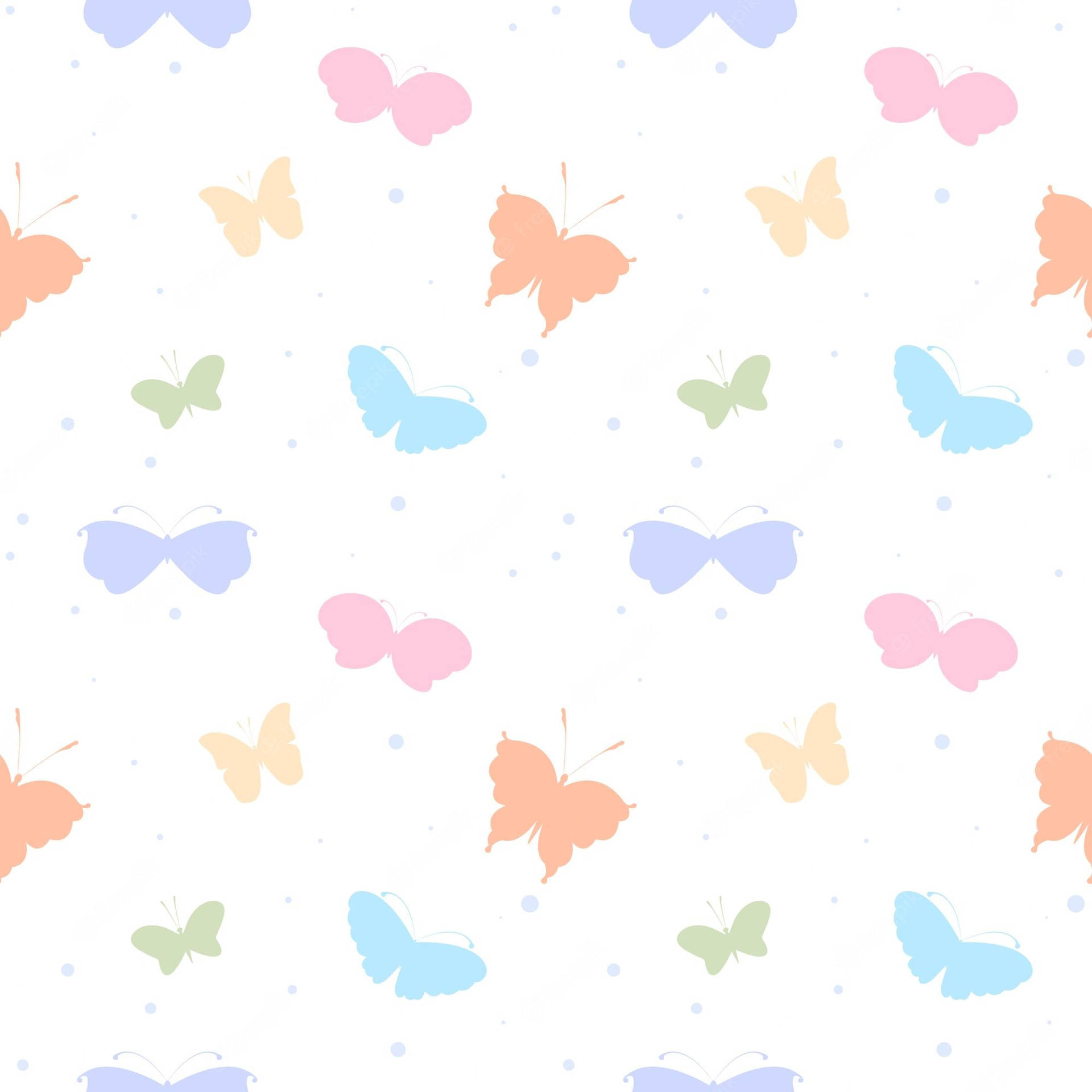 Tiny And Colorful Pastel Butterflies Background