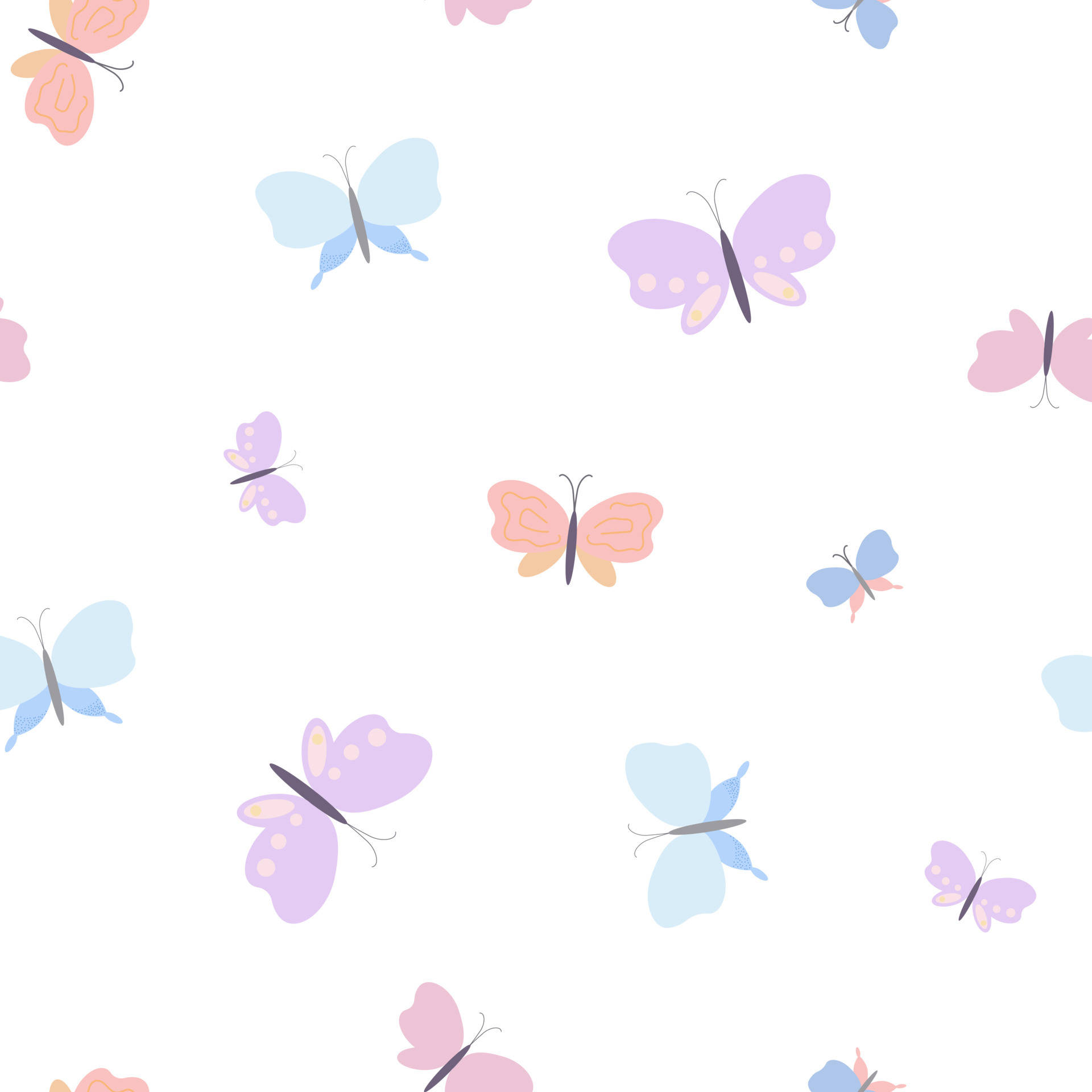 Tiny And Cute Pastel Butterflies Background