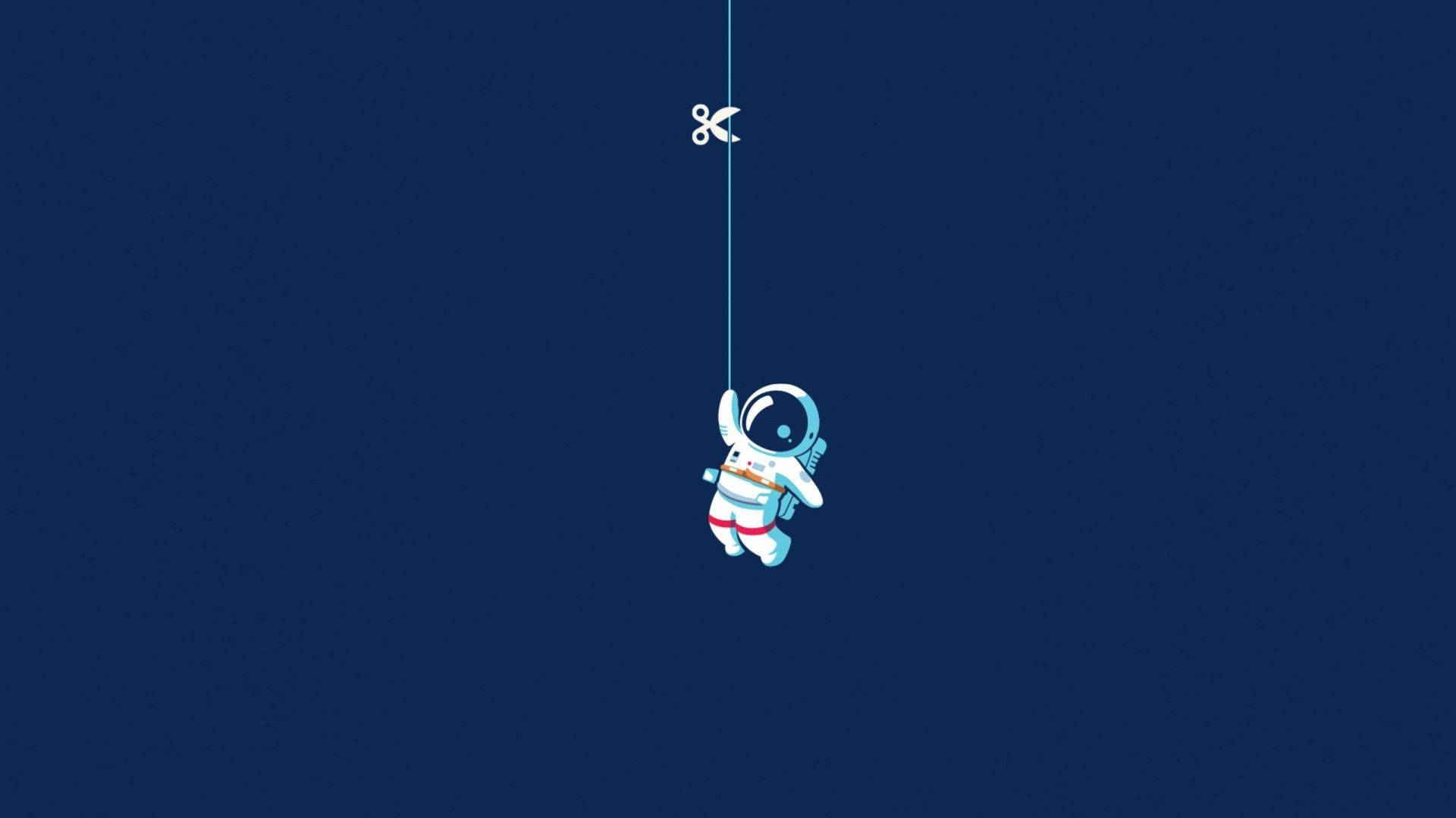 Tiny Astronaut Hanging In Space Background