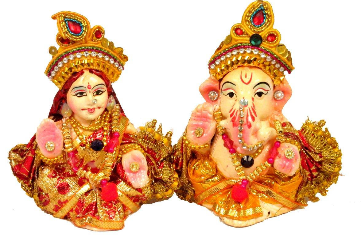 Tiny Decorative Ganesh And Lakshmi Background