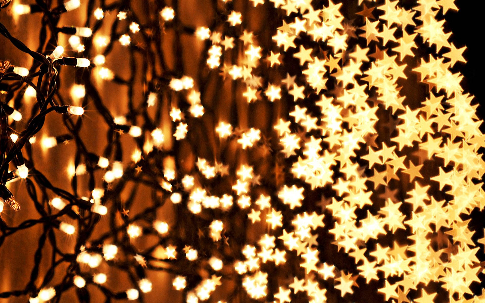 Tiny Gold Star Christmas Lights Background
