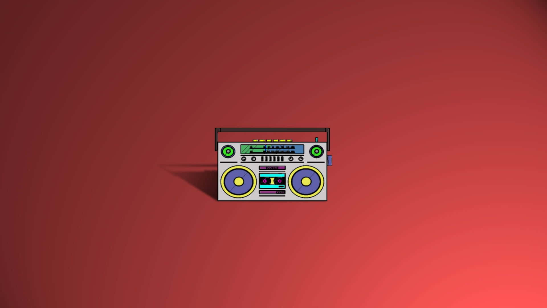Tiny Gray Boombox In Red Background