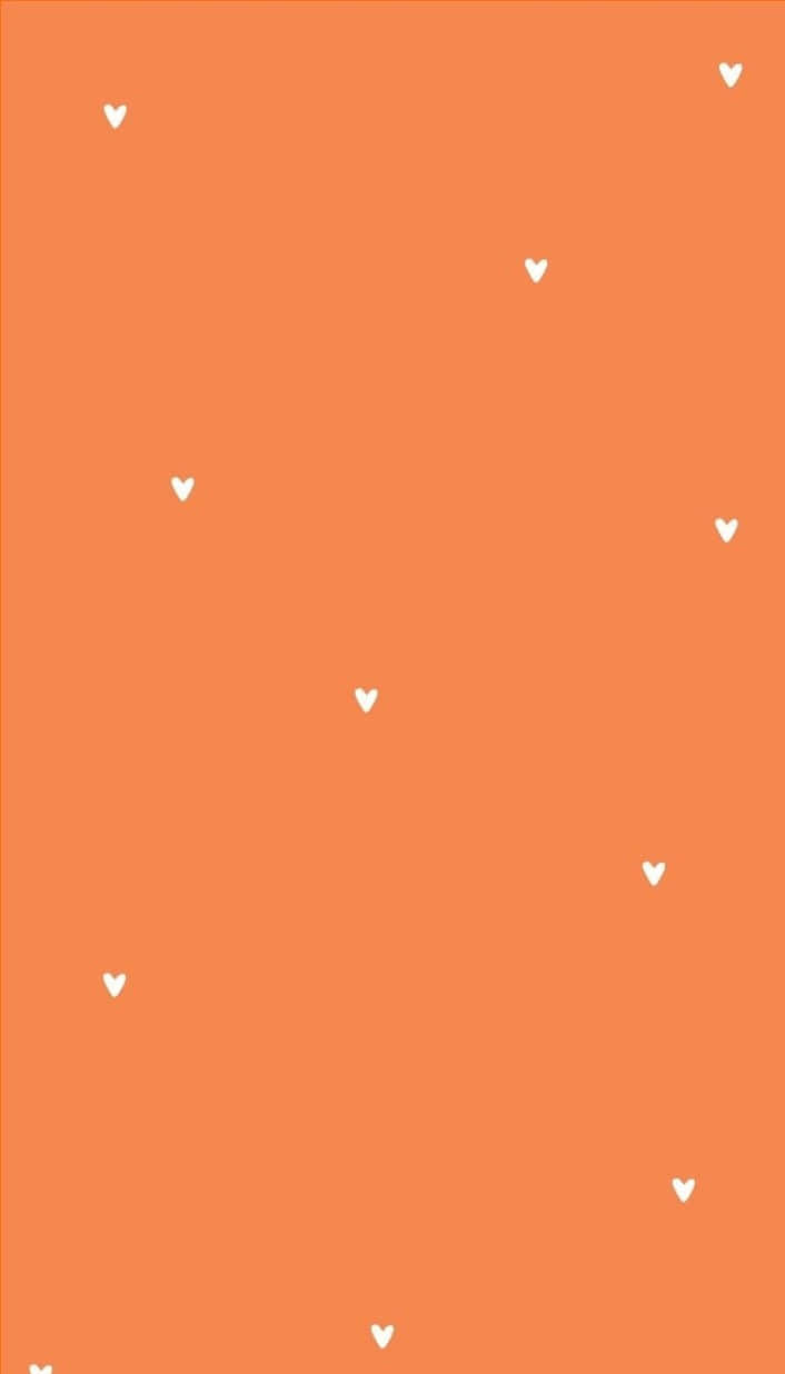 Tiny Hearts On Orange Aesthetic Phone Background