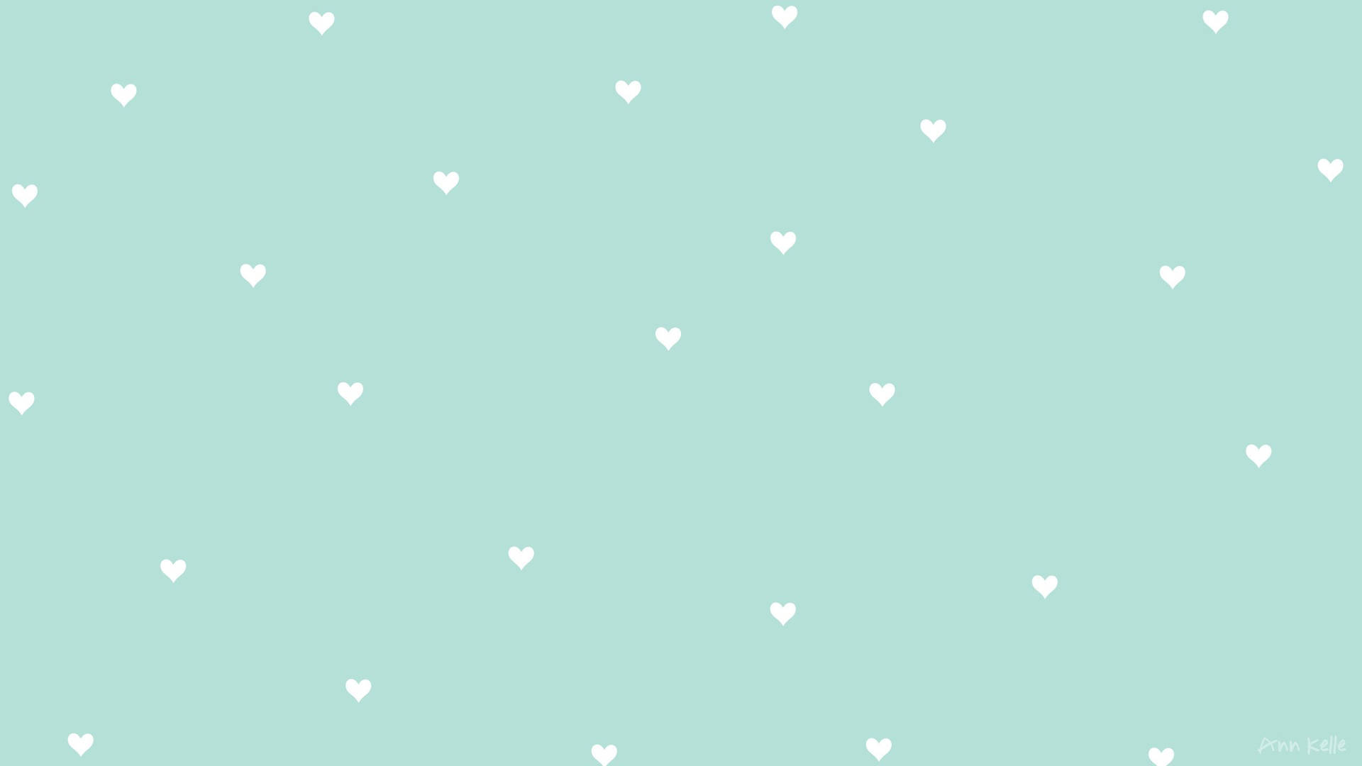 Tiny Hearts On Pastel Green Background