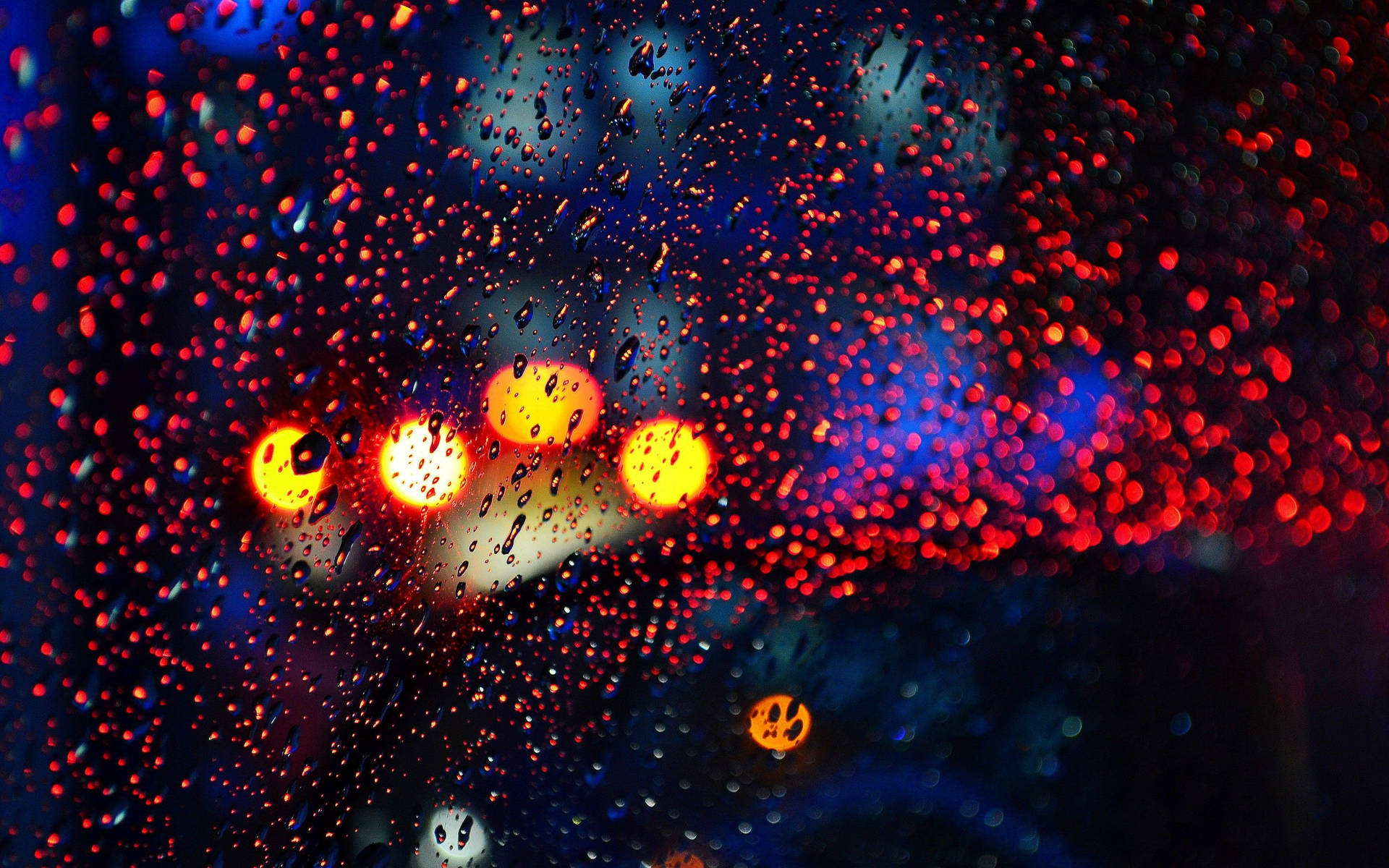Tiny Raindrops On Colorful Bokeh Background