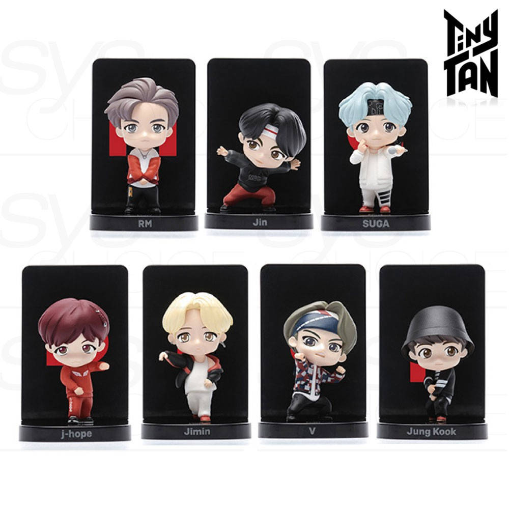 Tiny Tan Bts Action Figure In Black Background