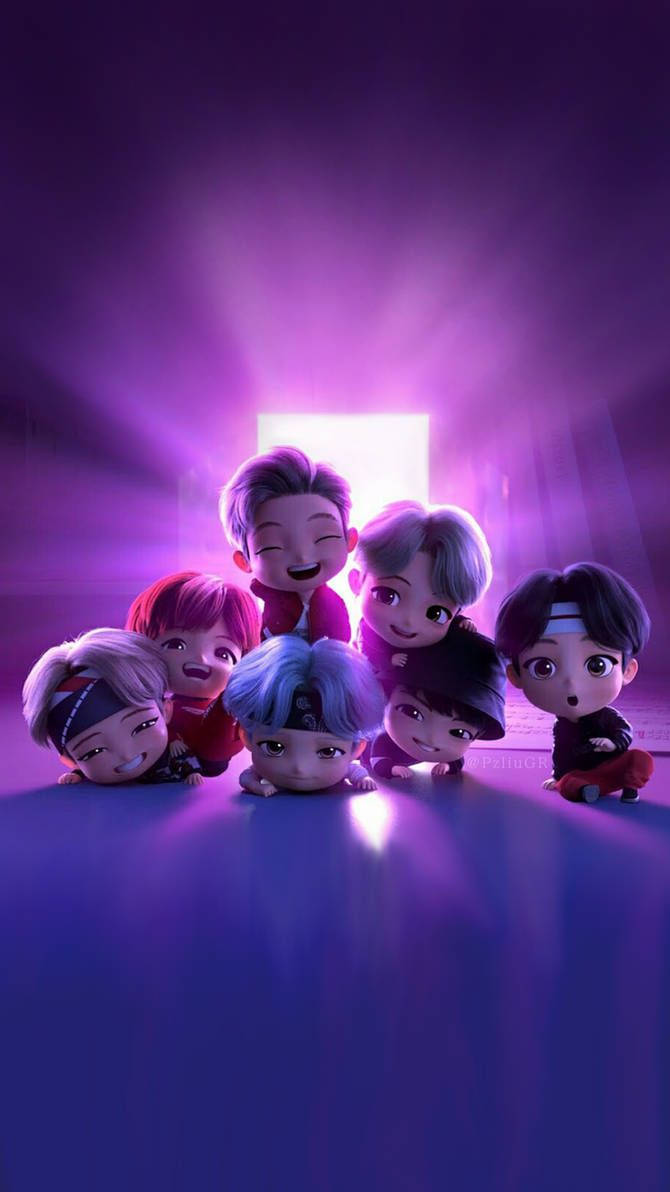 Tiny Tan Bts In Purple Room Background