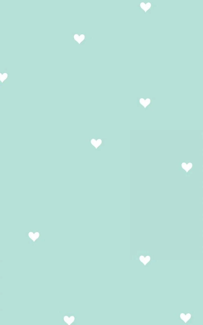 Tiny White Hearts Pastel Green Aesthetic Background