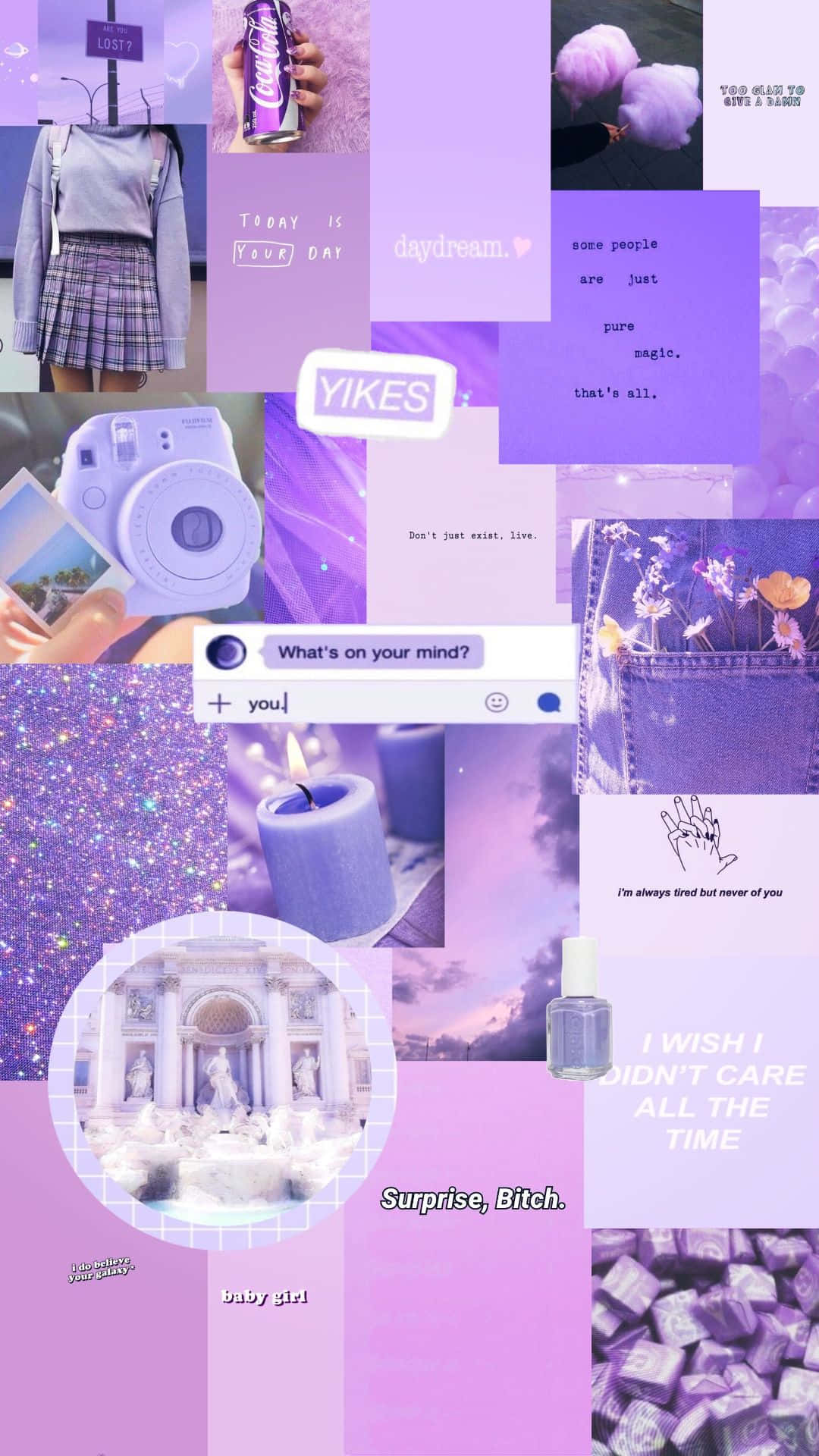 Tired Aesthetic Collage Purple Tones Background