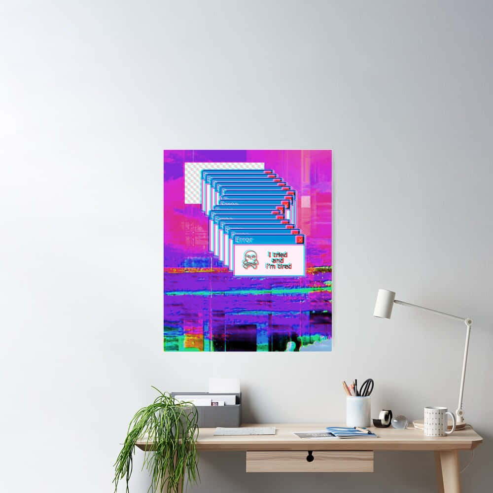 Tired Aesthetic Glitch Art Canvas Background