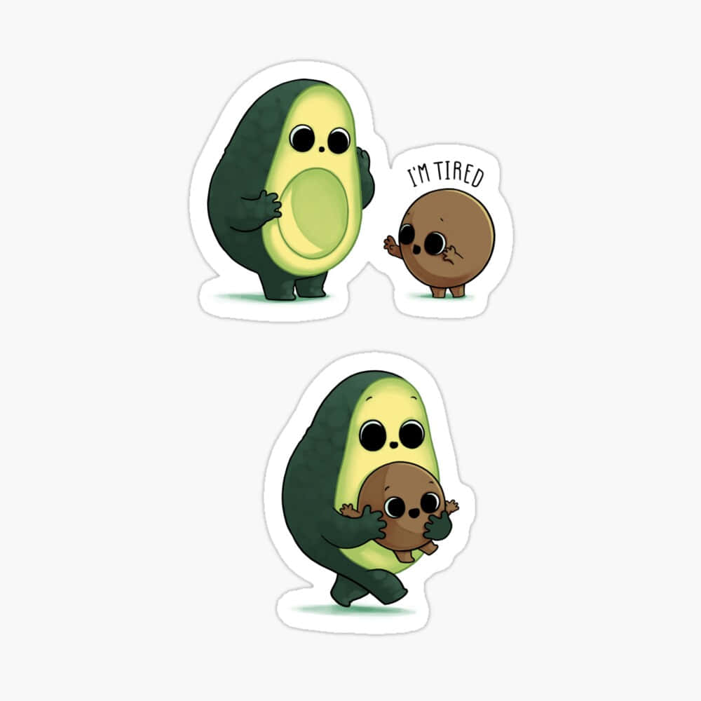 Tired Avocadoand Coffee Stickers Background