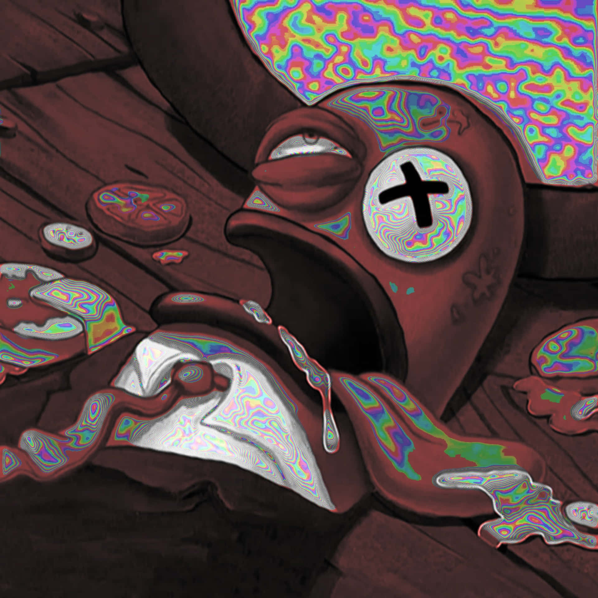 Tired Squidward From Aesthetic Spongebob Cartoon Background
