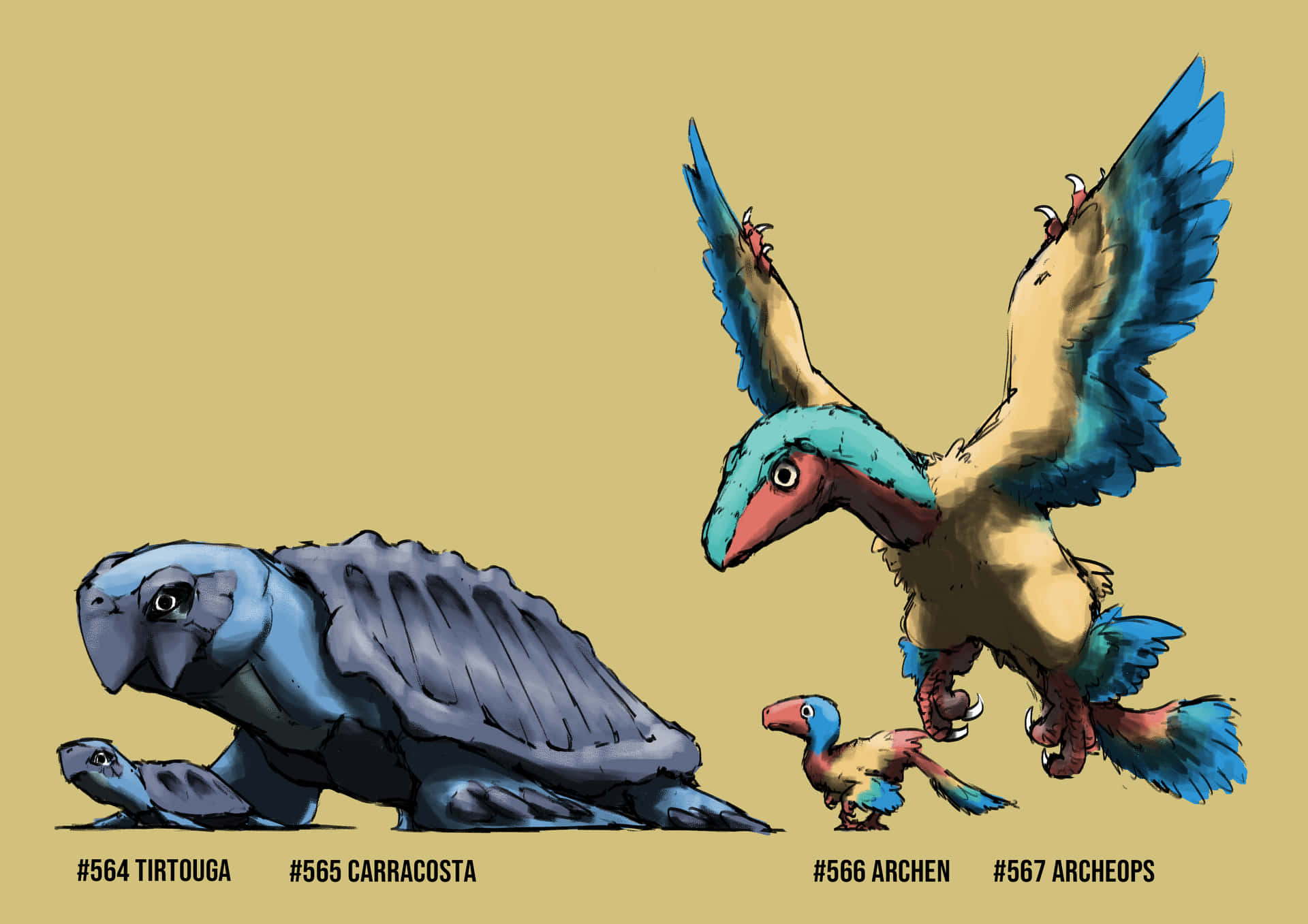 Tirtouga Carracosta Archen Archeops Fanart Background