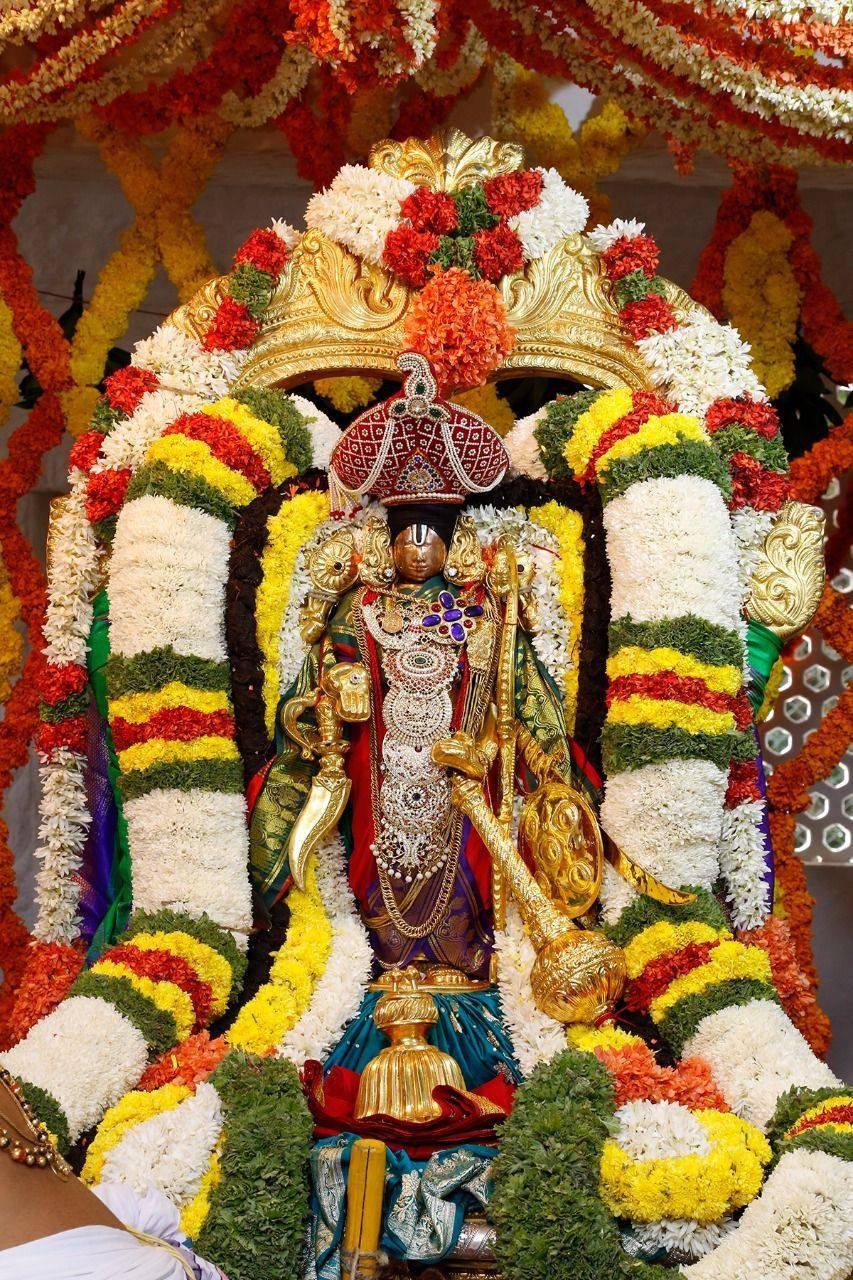 Tirupati Balaji Decorated Altar Background