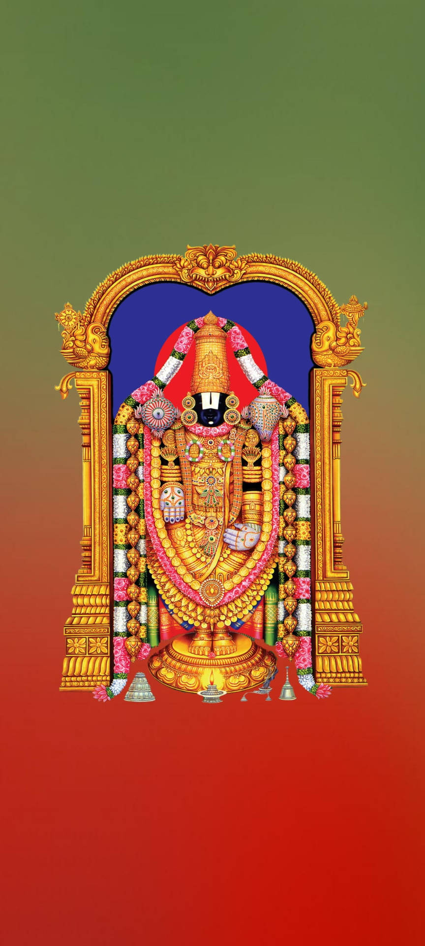 Tirupati Balaji Green Red Gradient Background