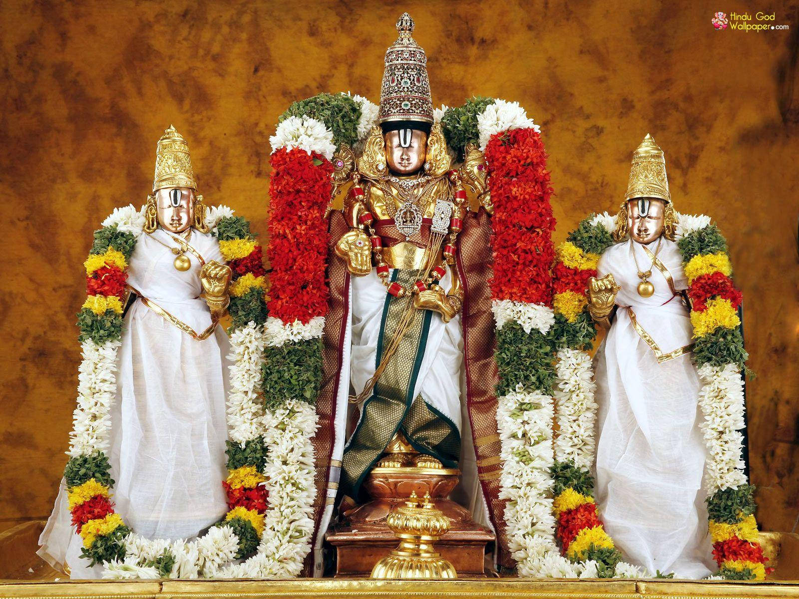 Tirupati Balaji Three Statues Background