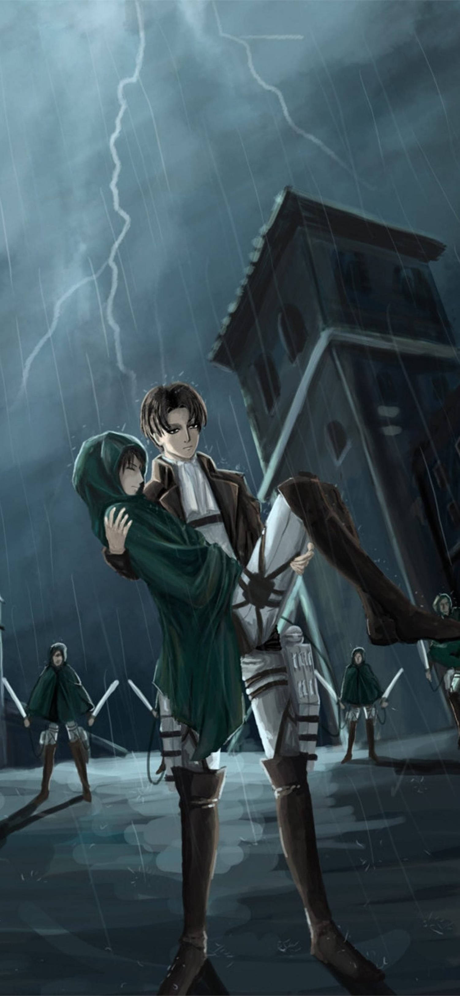 Titan Battles In High Definition: Levi And Mikasa Ackerman In Action In Aot 4k Background