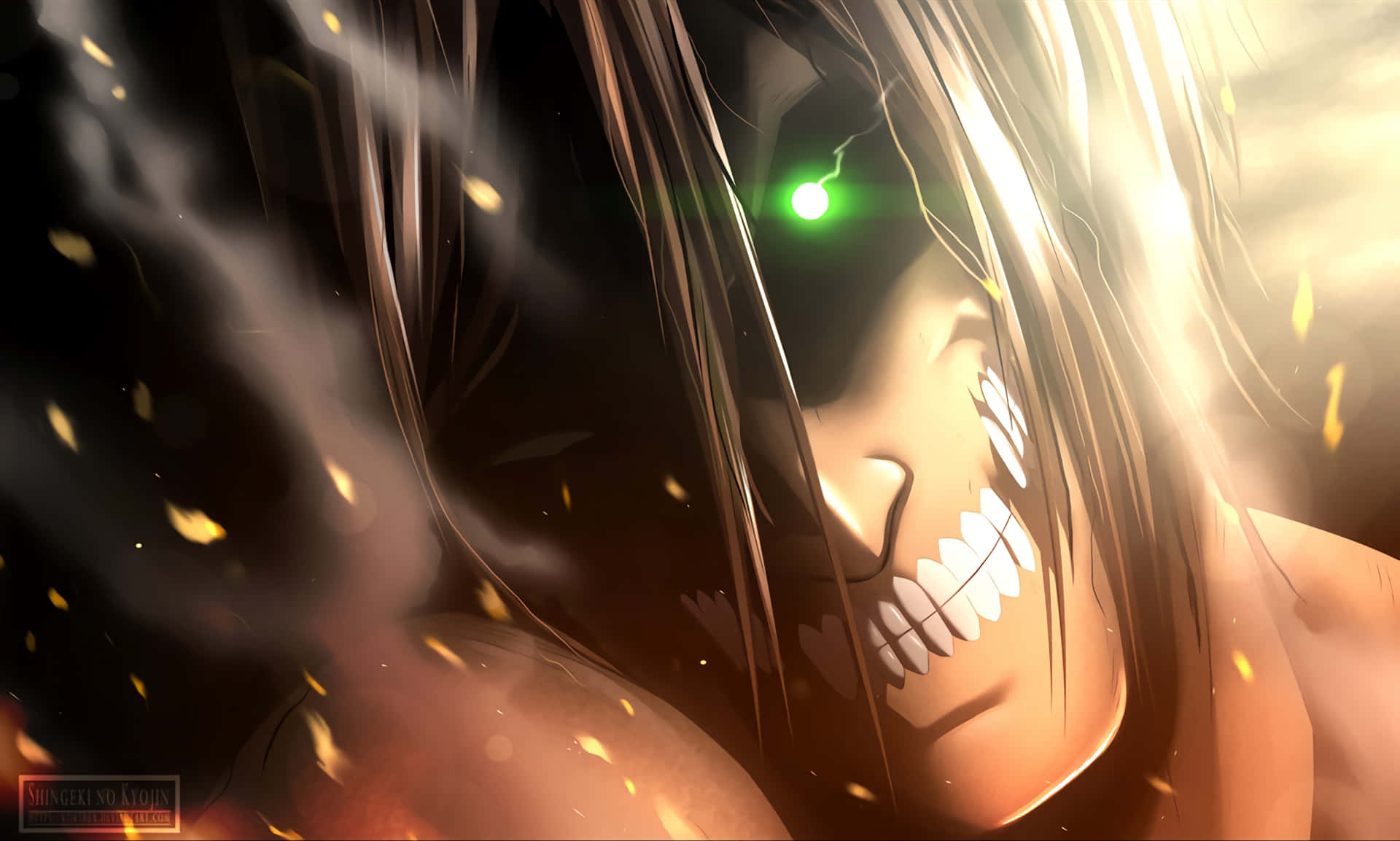 Titan Eren Emerges From The Shadows To Fight For Humanity Background