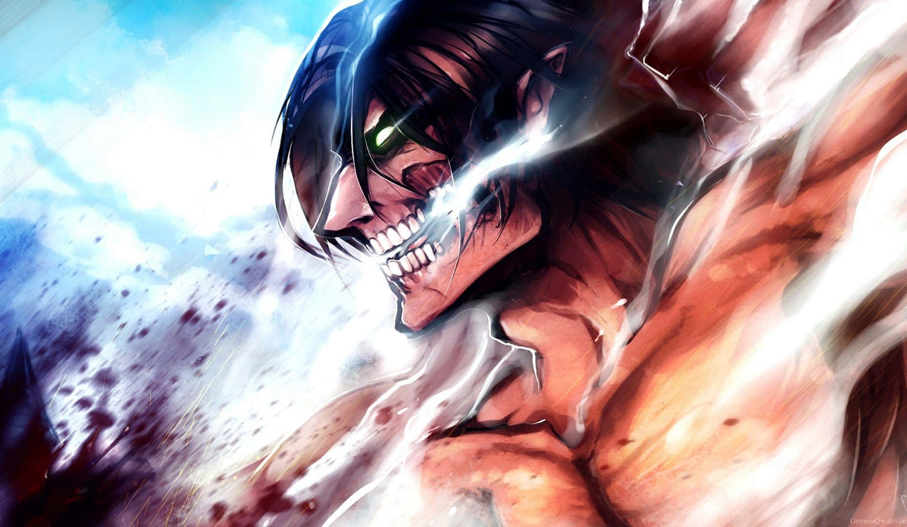 Titan Eren Yeager Punching Background