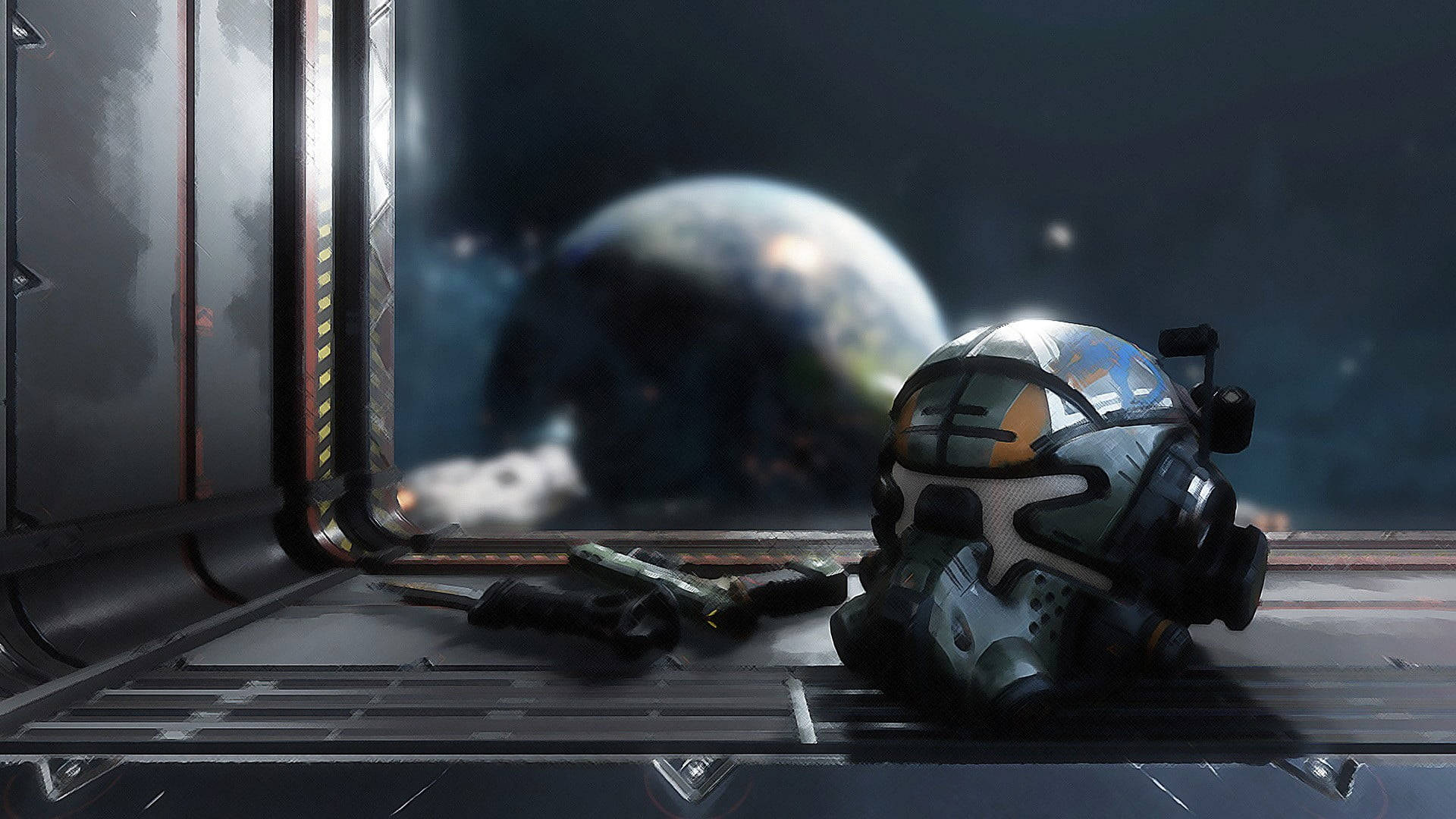 Titanfall Helmet And Firearms Background