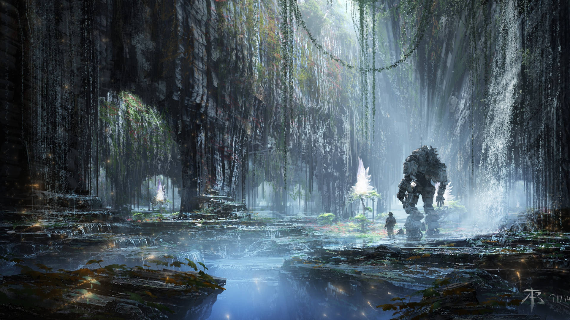 Titanfall Swamp Rocks Background