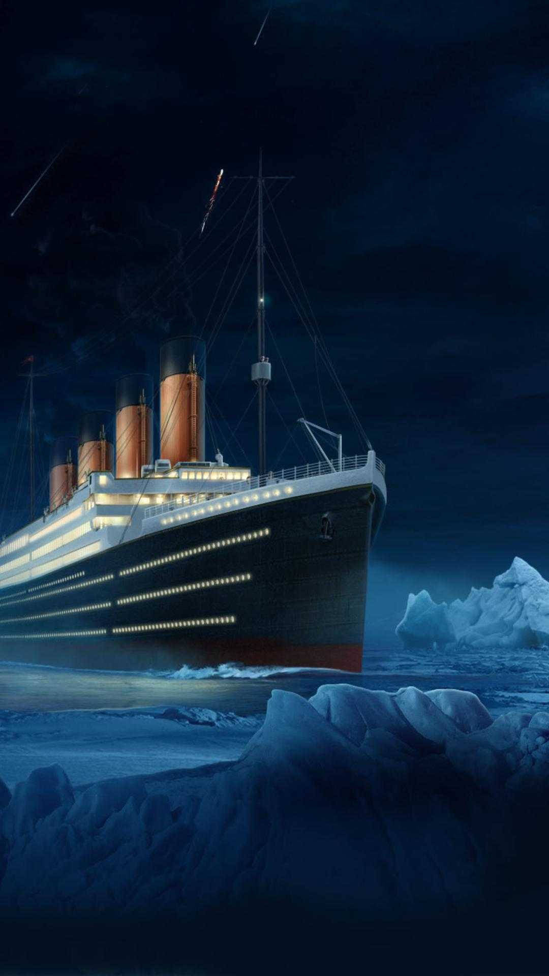 Titanic In Glaciers Background