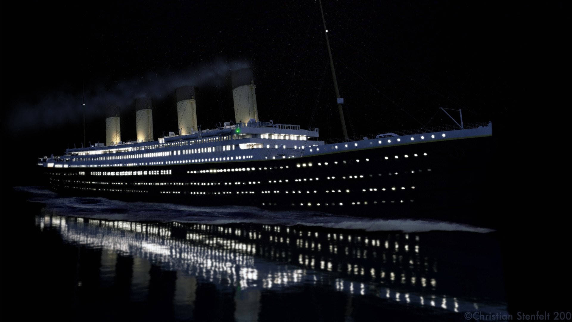 Titanic Ship At Night Background