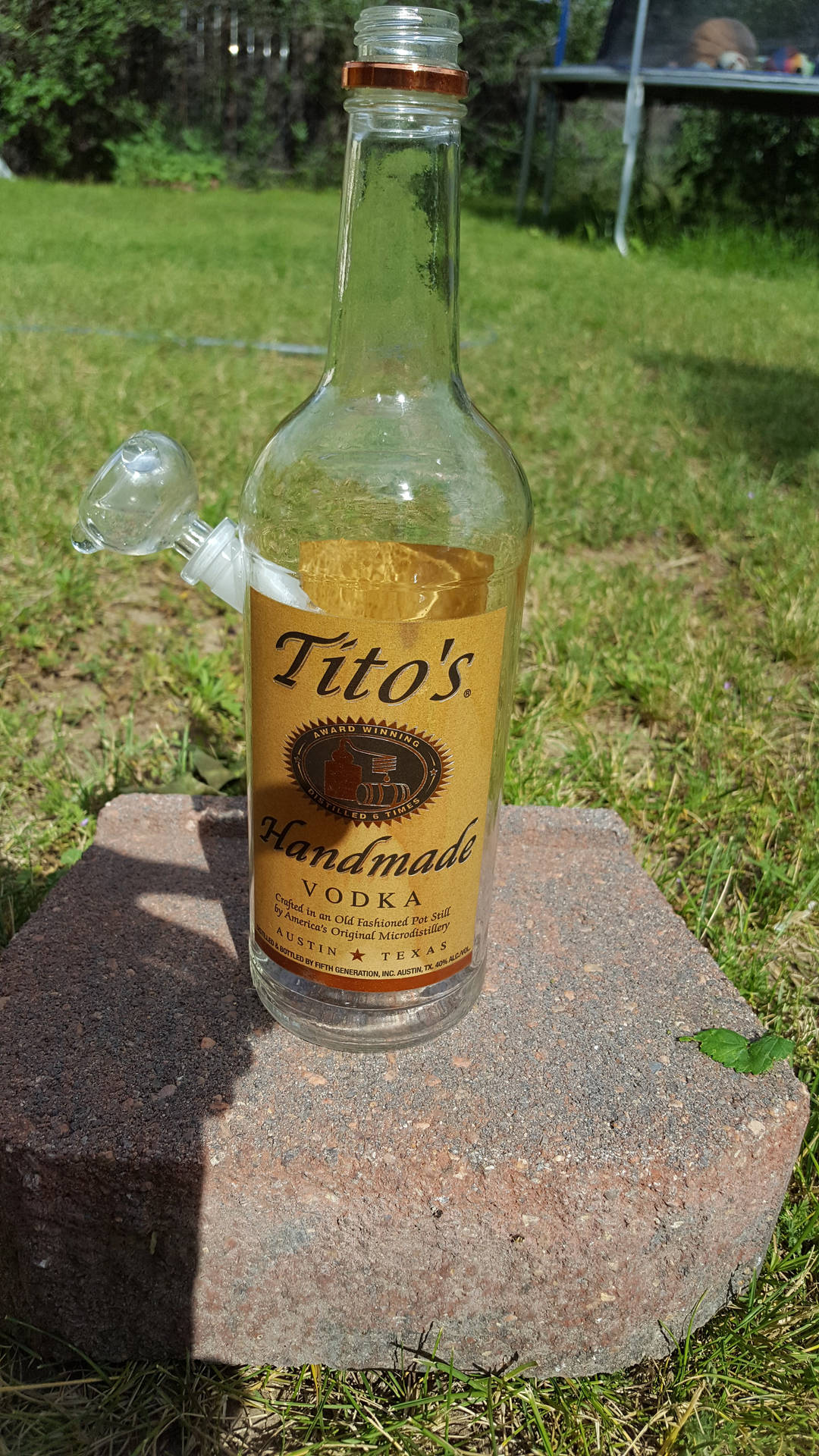 Titos Vodka Empty Glass Bottle Background