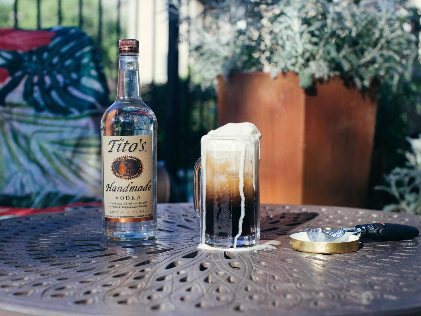 Titos Vodka Root Beer Float Background