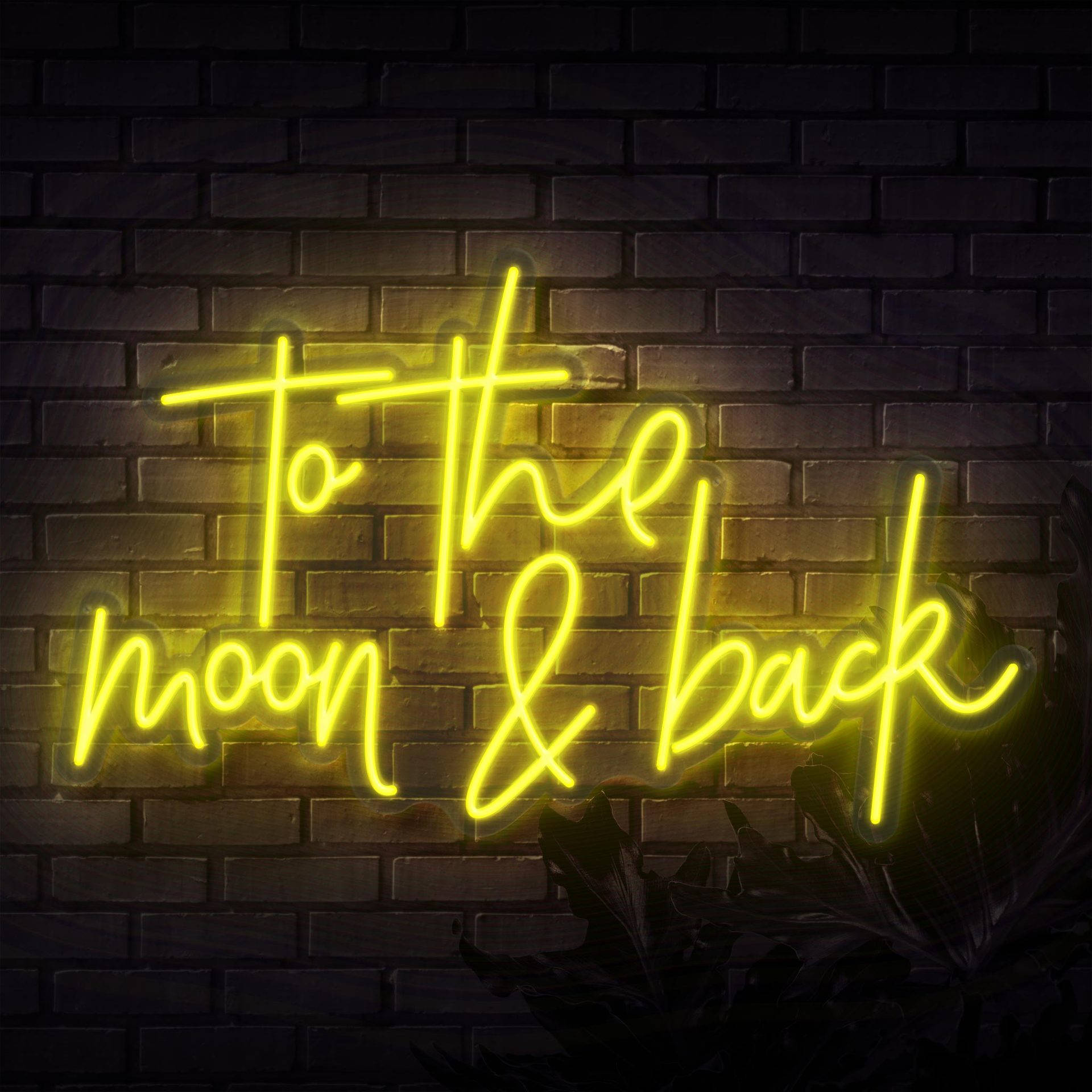 To The Moon & Back Neon Yellow Led Background