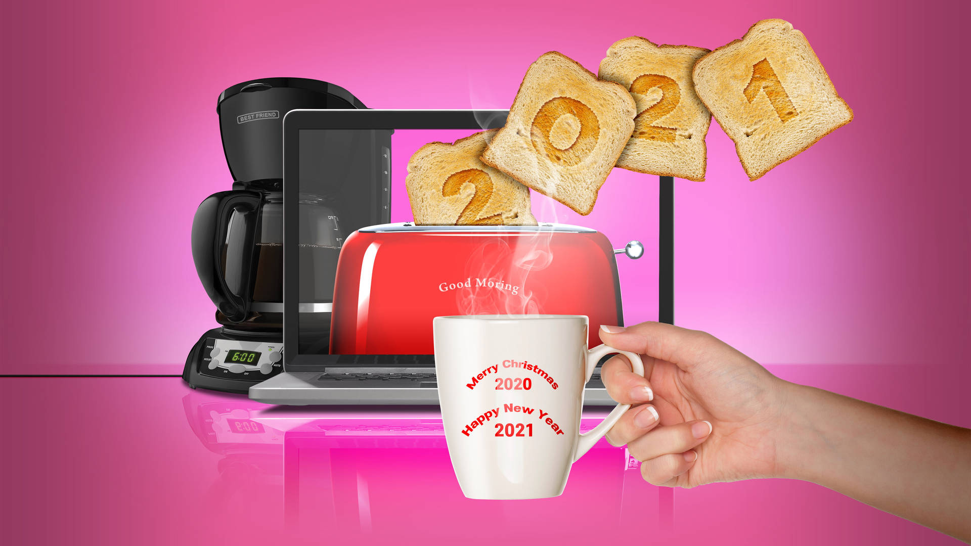 Toaster And Coffee 2021 Desktop Background