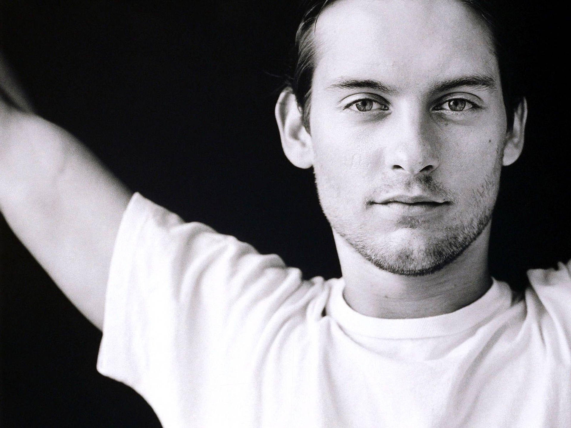 Tobey Maguire Black And White Background