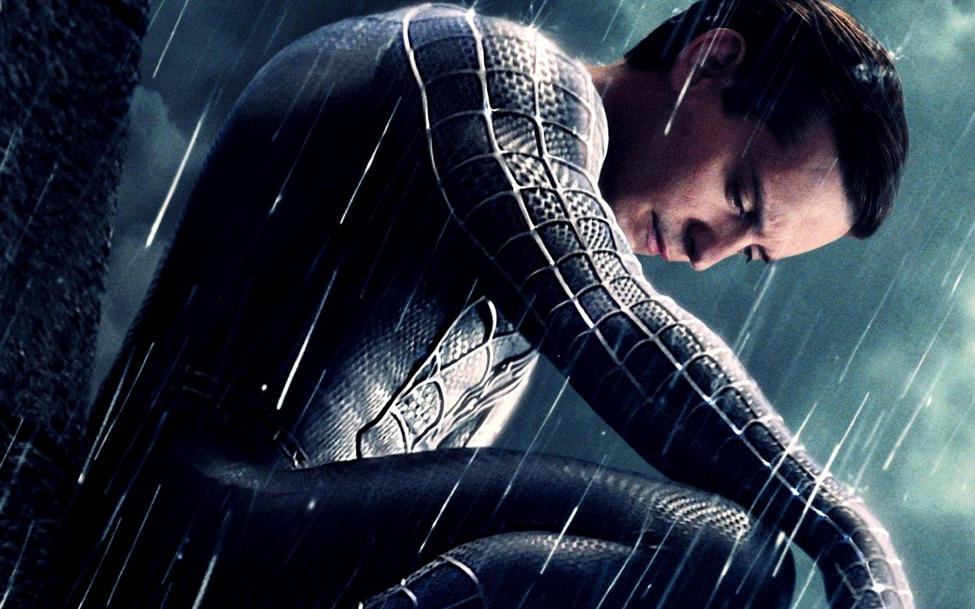 Tobey Maguire Black Spider Man Suit Background