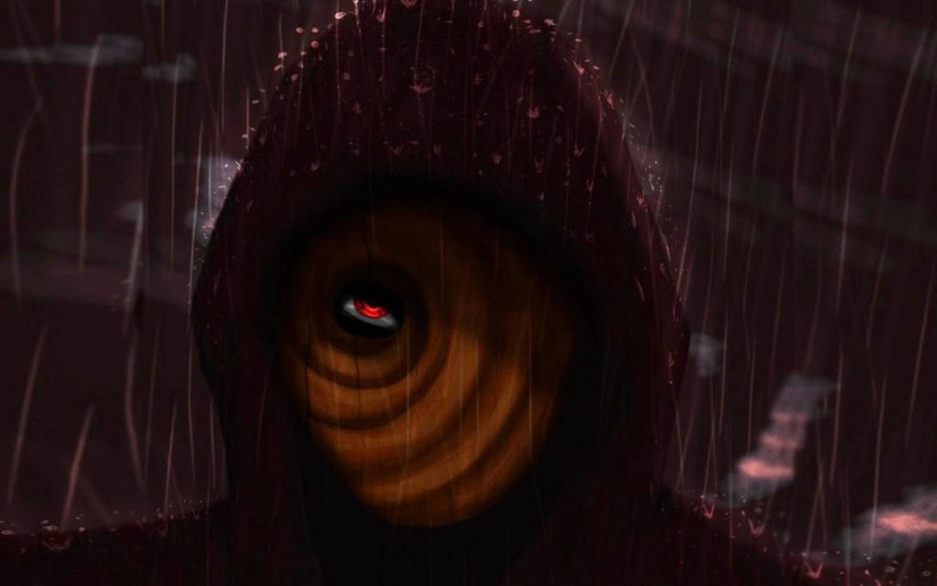 Tobi Naruto Hooded Under Rain Background