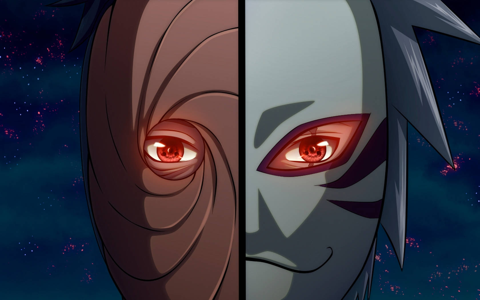 Tobi Naruto Kakashi In Mask Split-screen Background