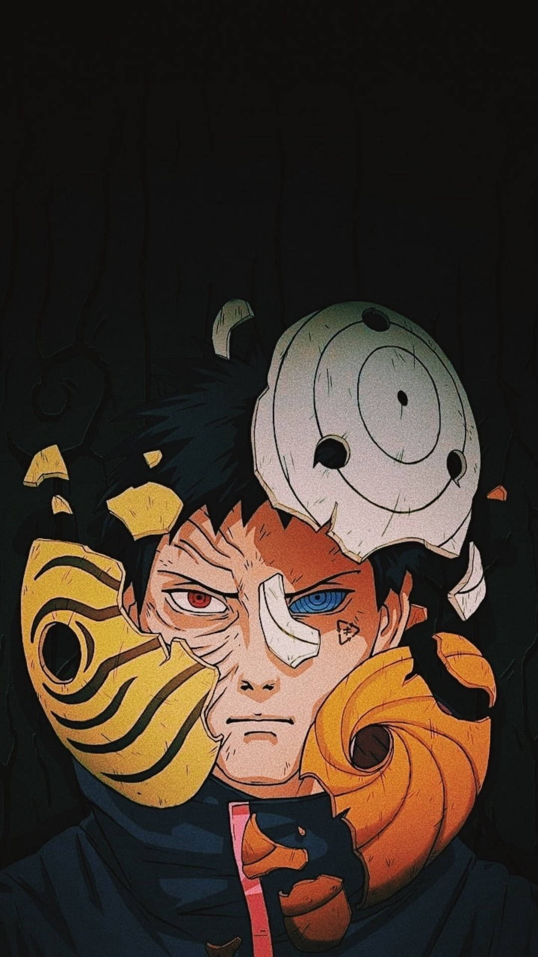 Tobi Naruto Obito Destroyed Masks Background