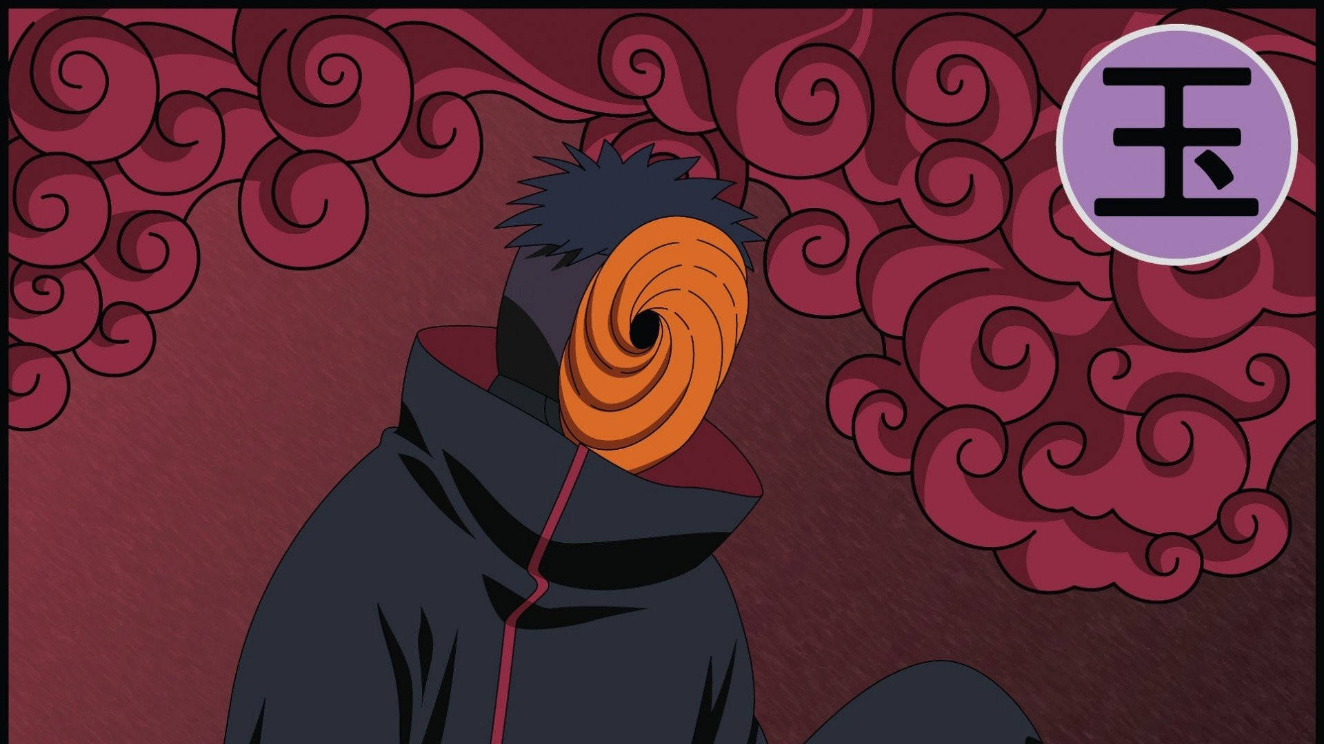 Tobi Naruto Red Aesthetic Red Clouds Background