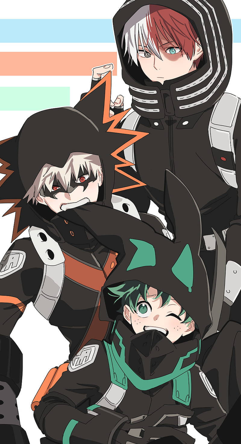 Todobakudeu Anime Trio Black Uniform Background