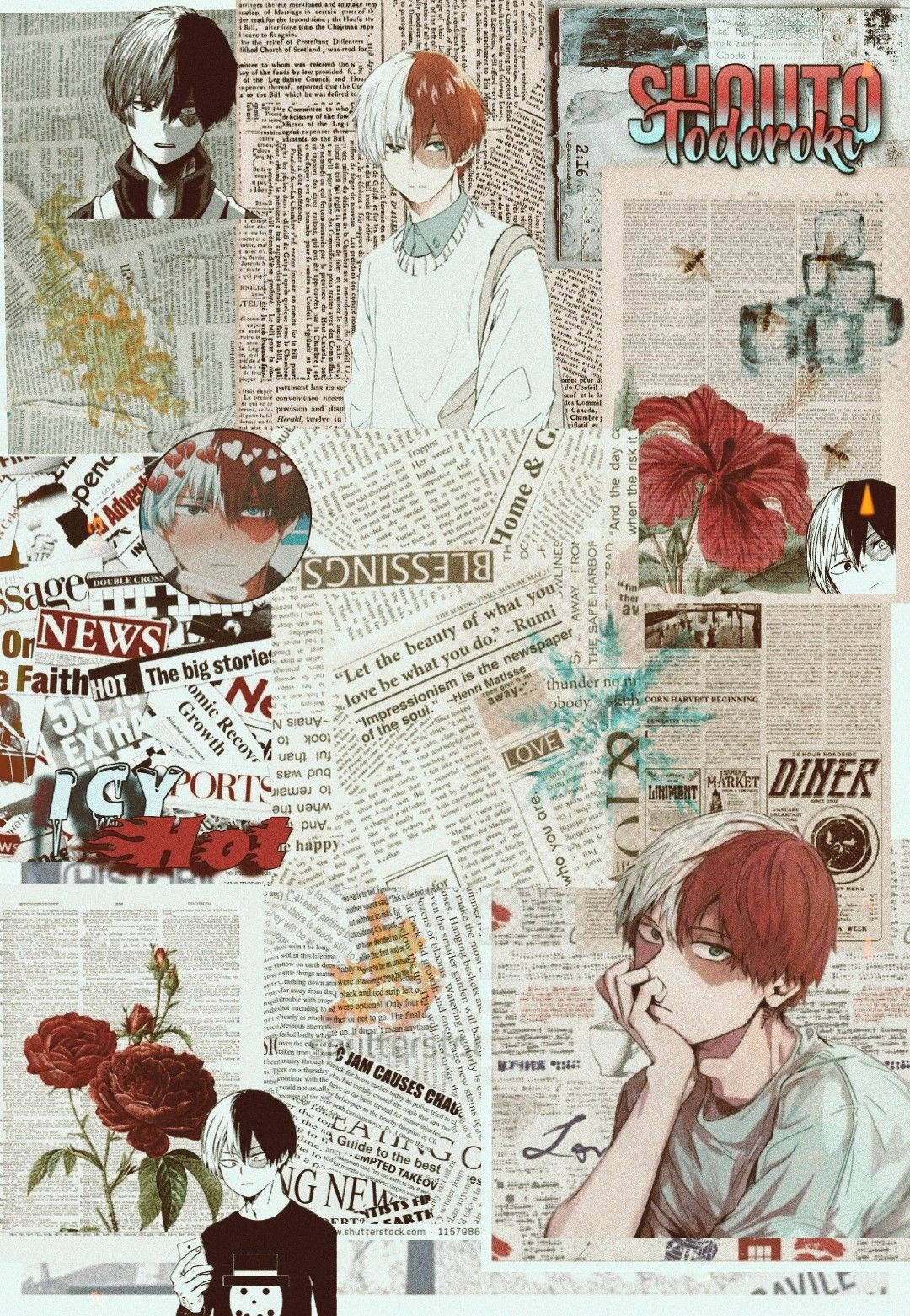 Todoroki Aesthetic Collage Background