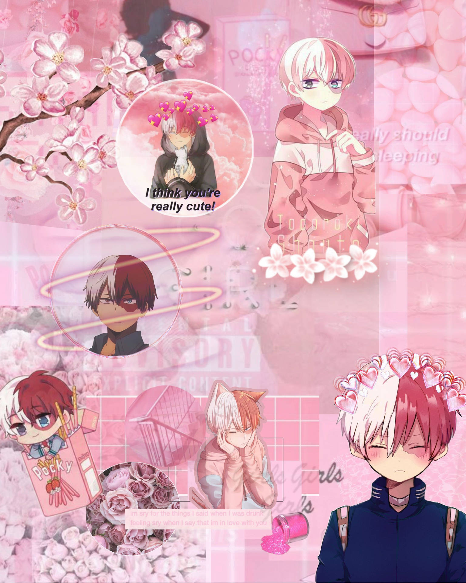 Todoroki Cute Pink Aesthetic Background