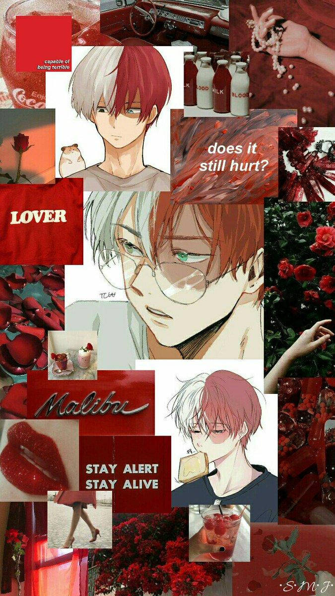 Todoroki Cute Red Aesthetic Background