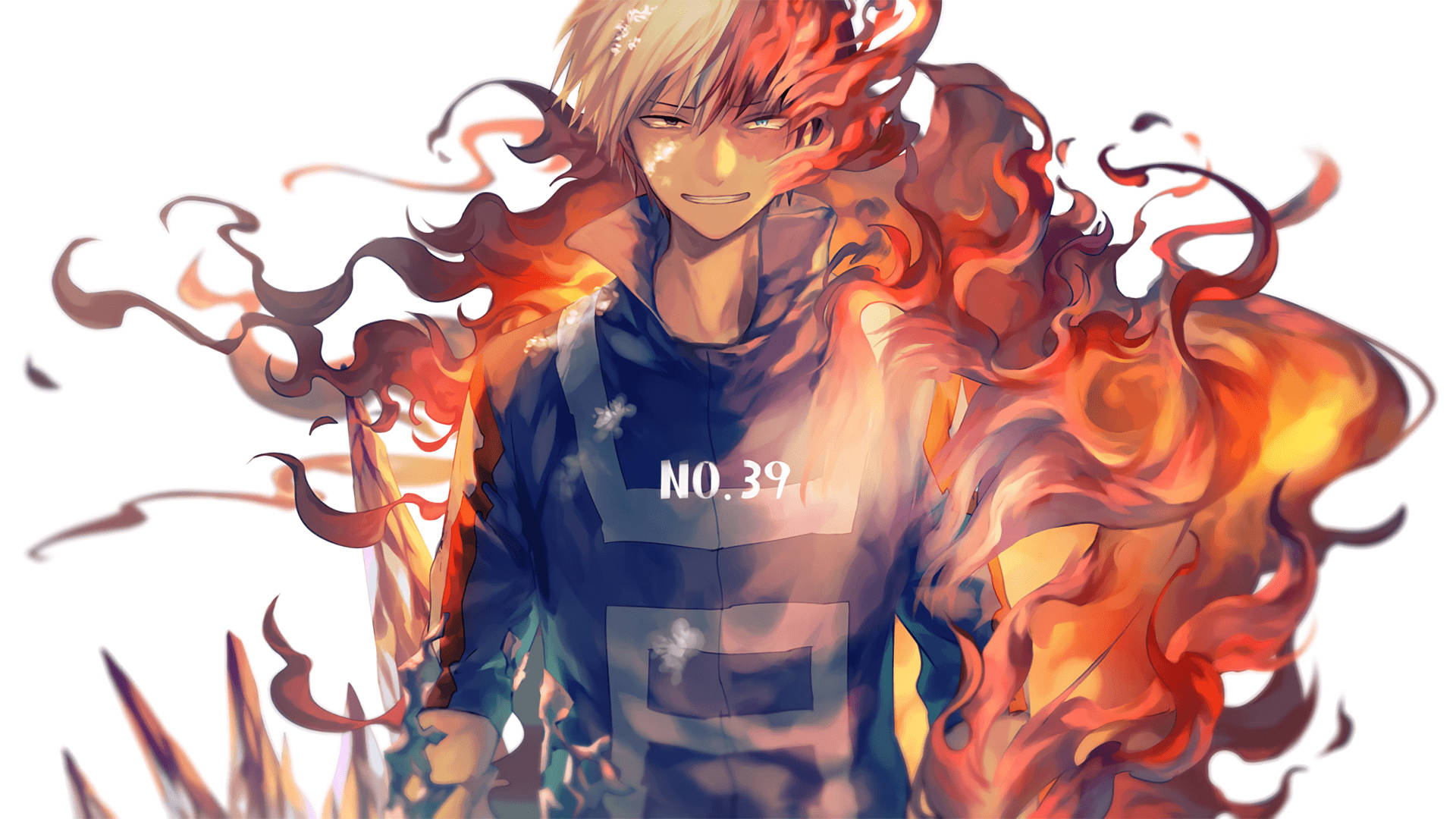 Todoroki Surrounded By Flames Background