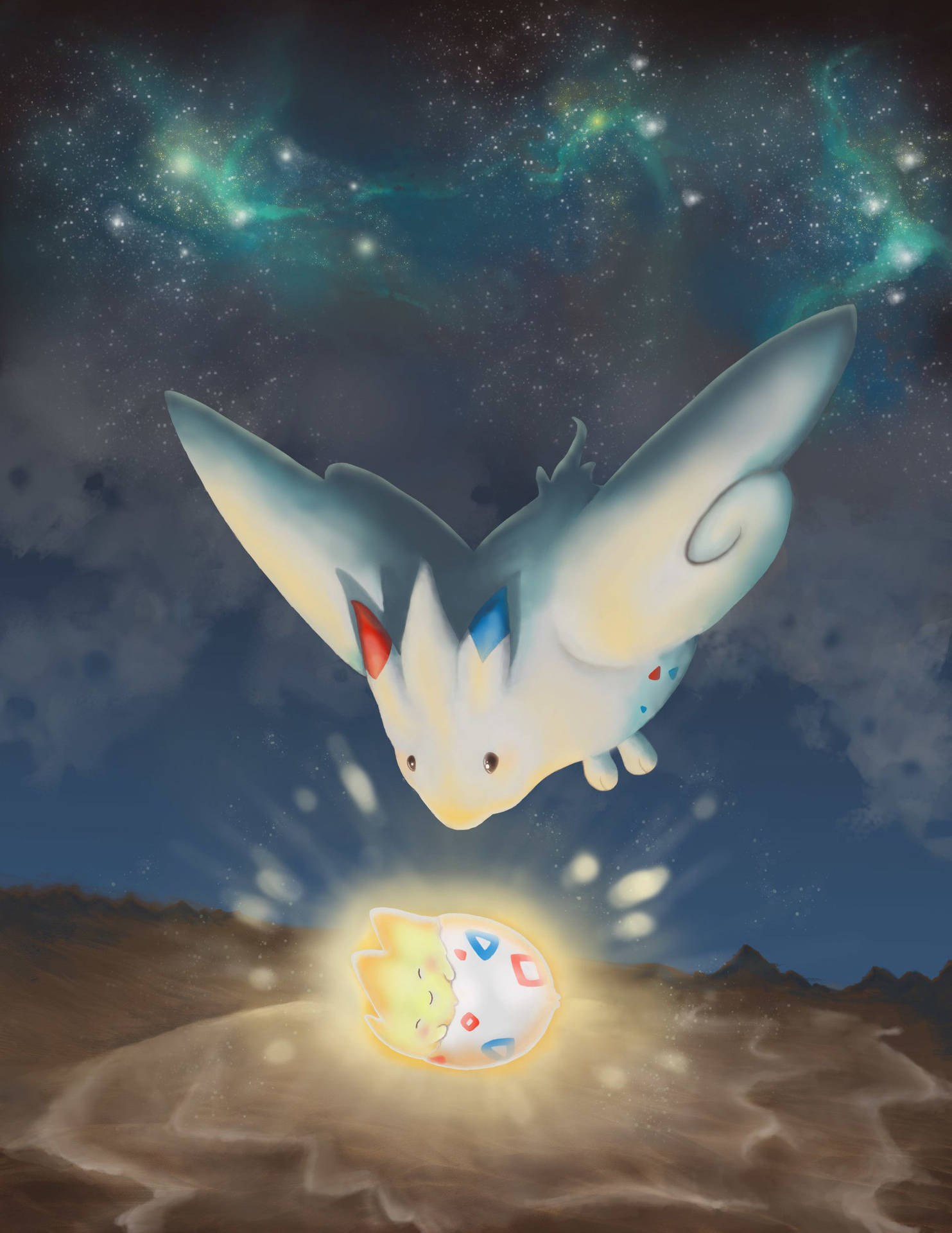 Togekiss Watching Togepi Background